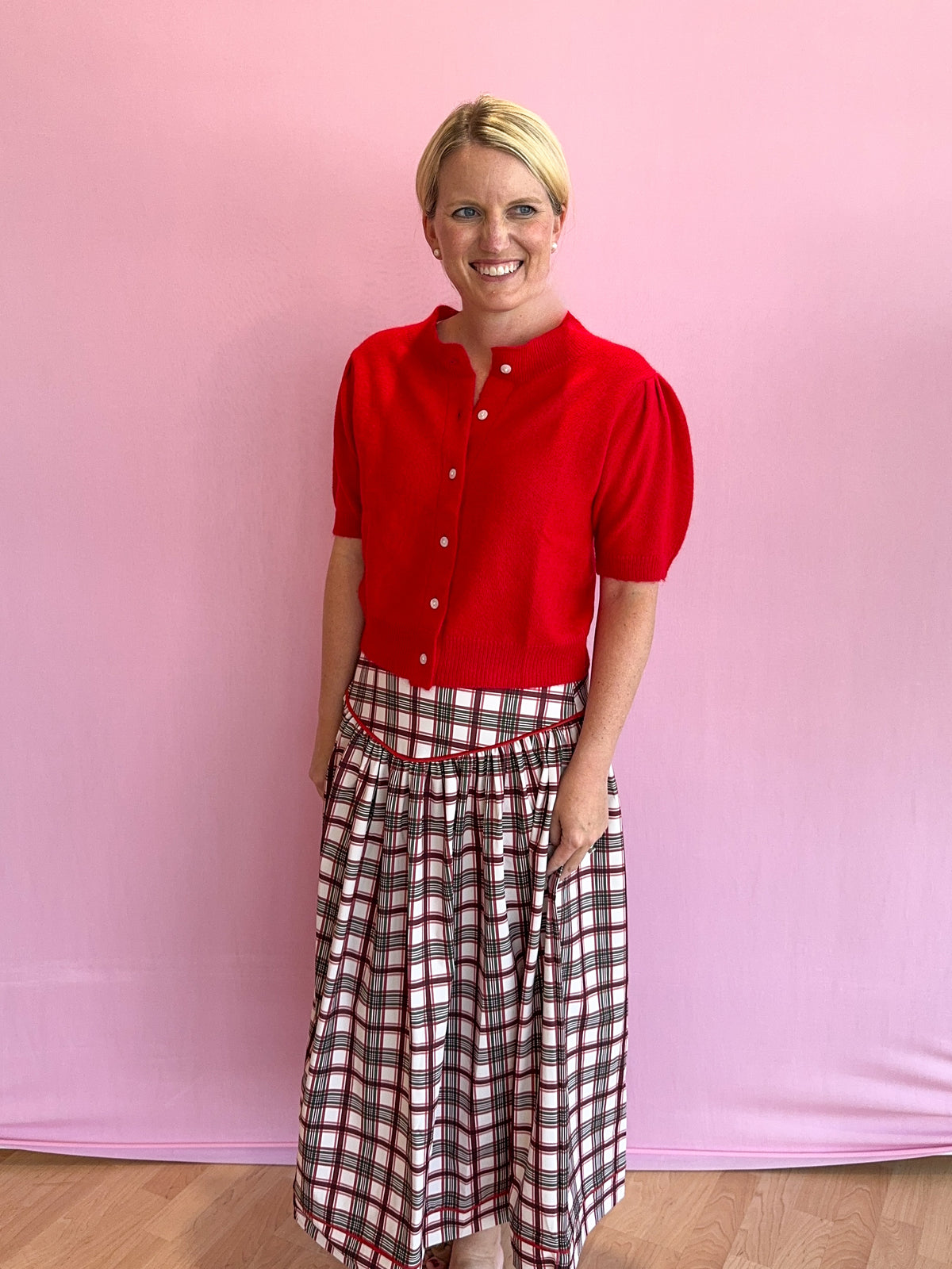 Theodora Skirt Cranberry Plaid