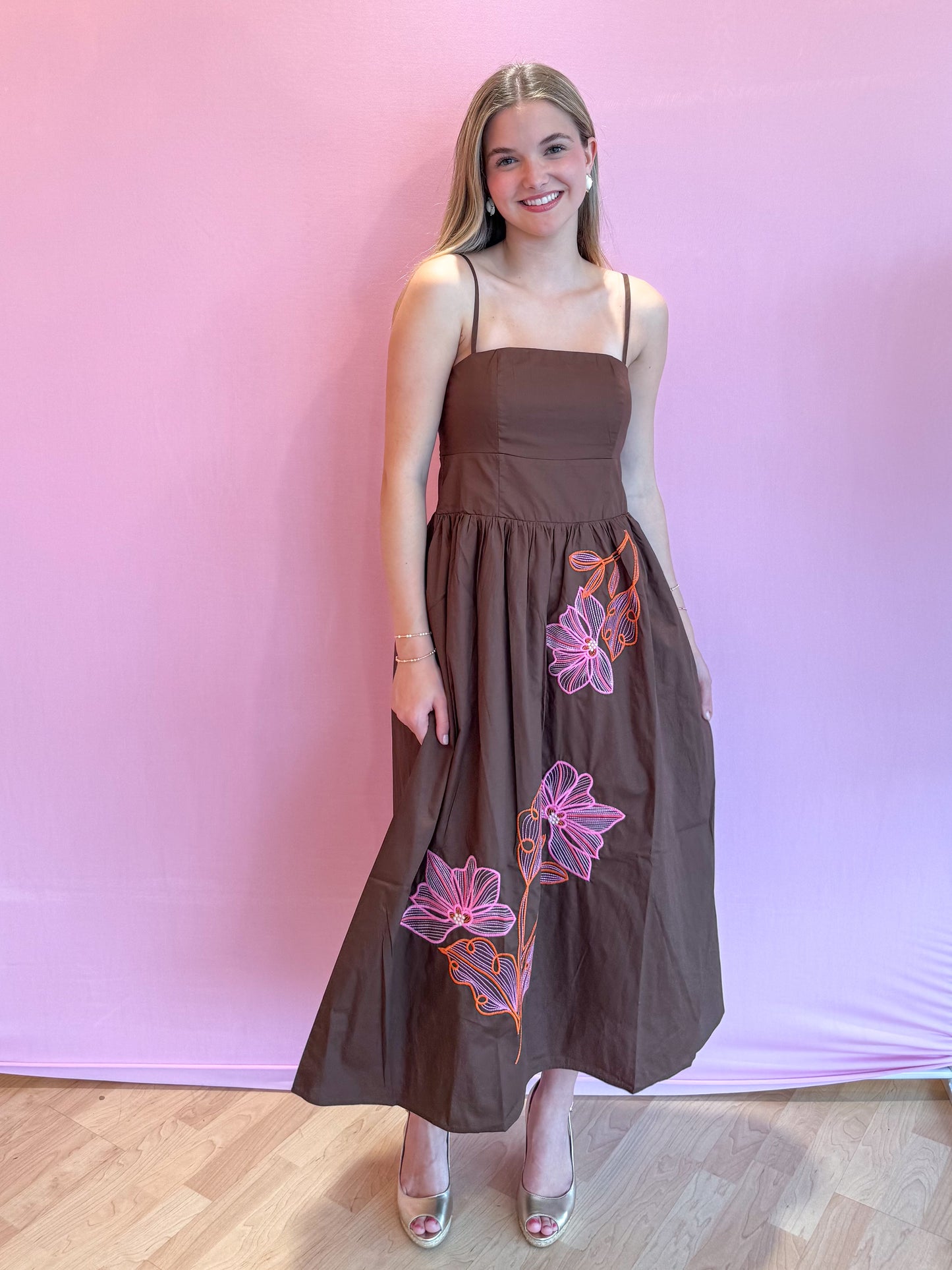 Raina Embroidered Lotus Dress