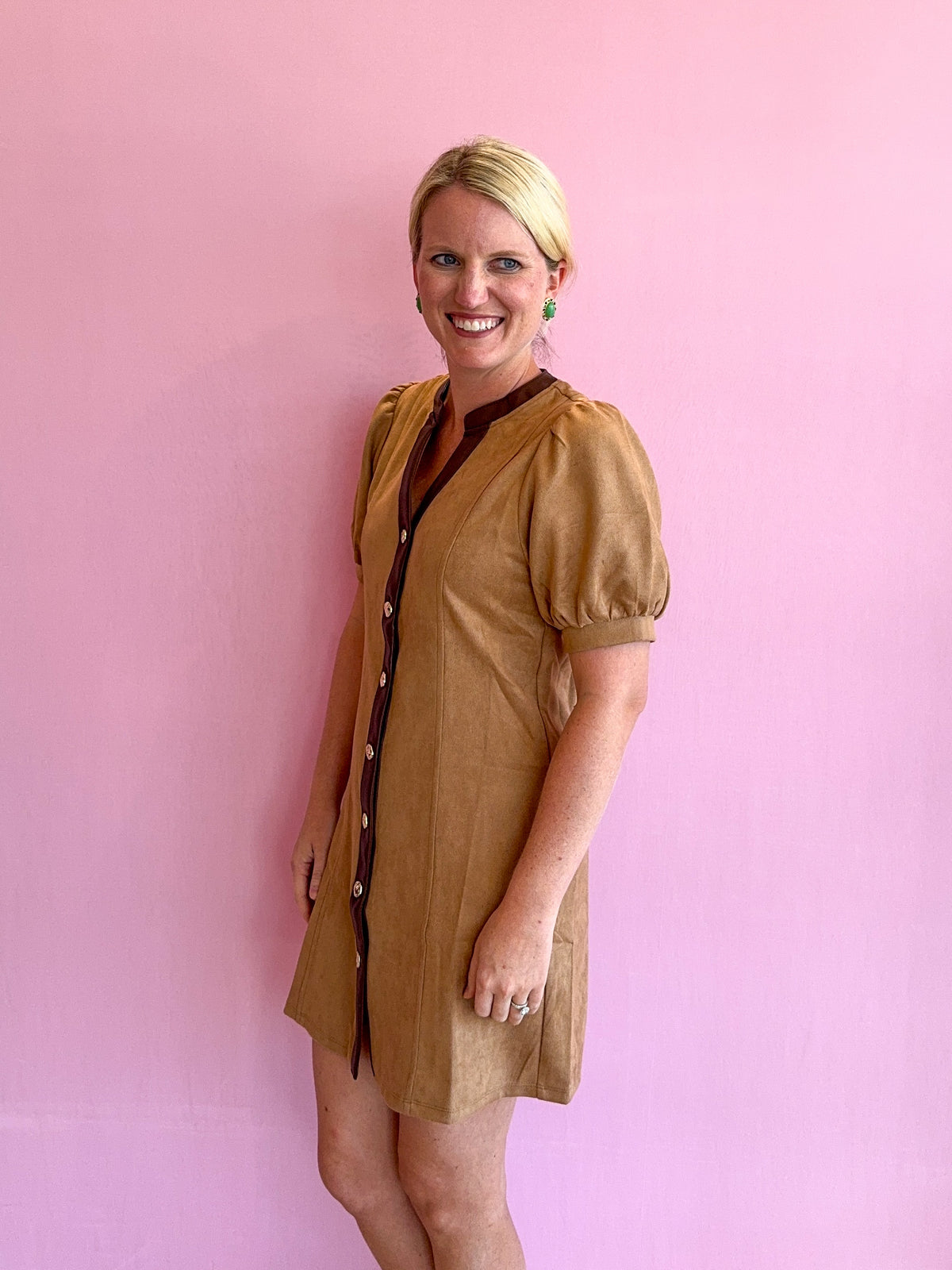 Meredith Two Tone Suede Dress