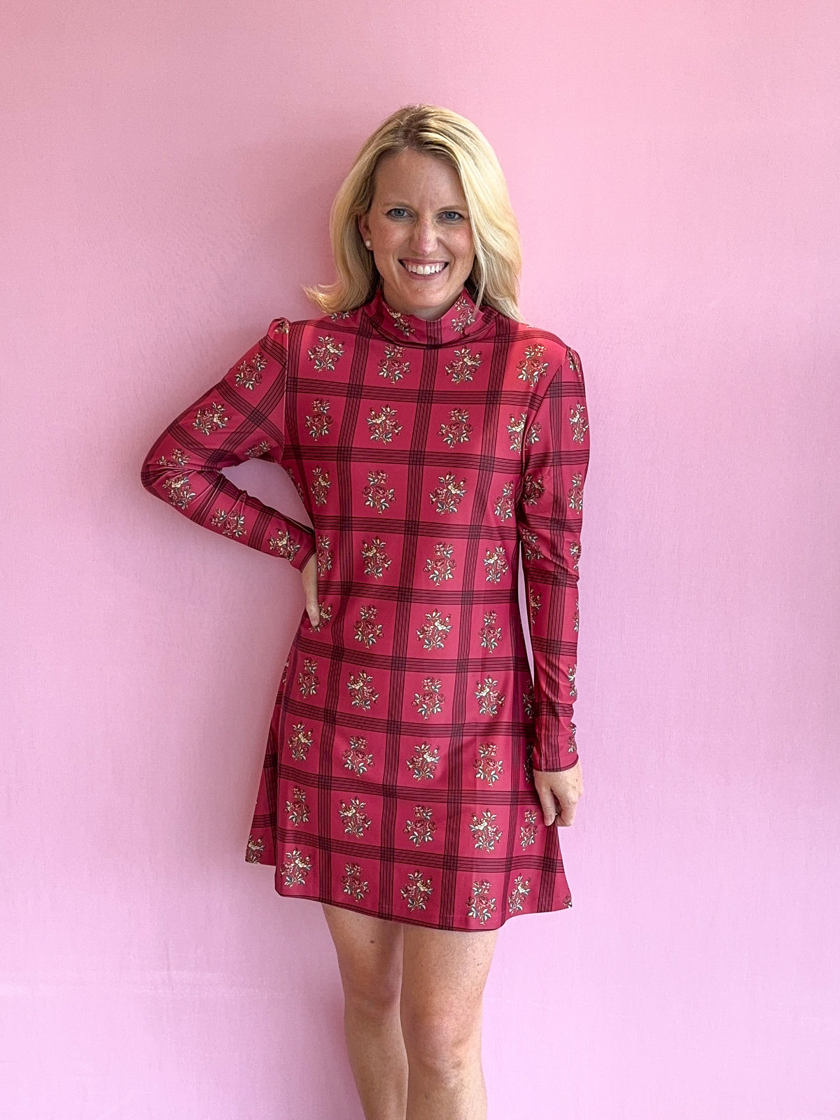 Dottie Dress Camellia Plaid Rasp