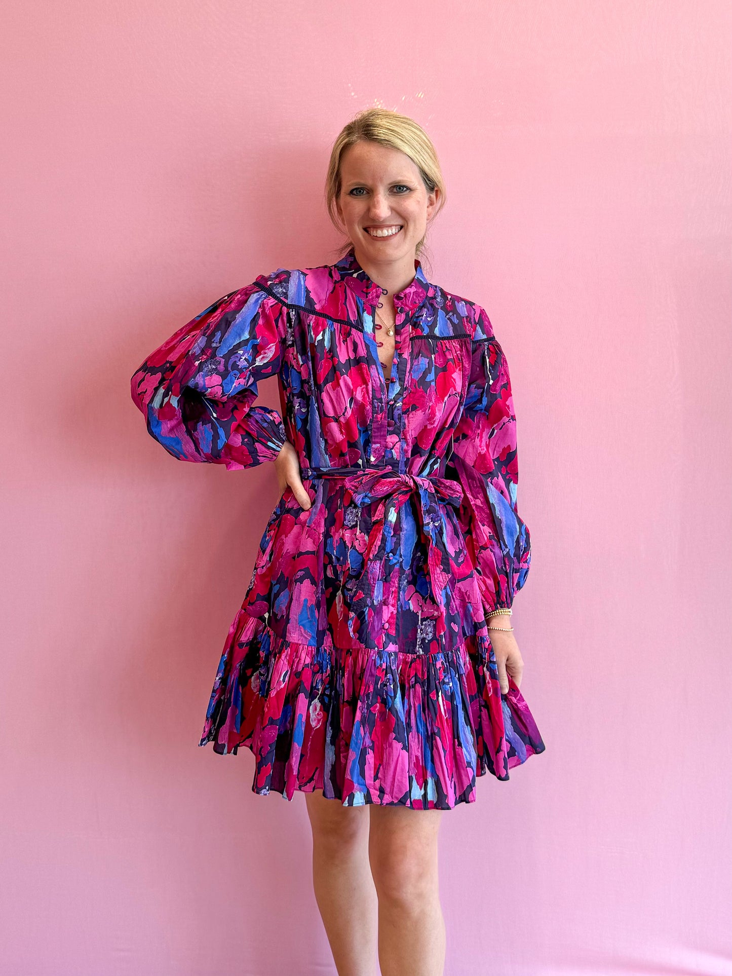 Lori Dress Magenta Paint Burst