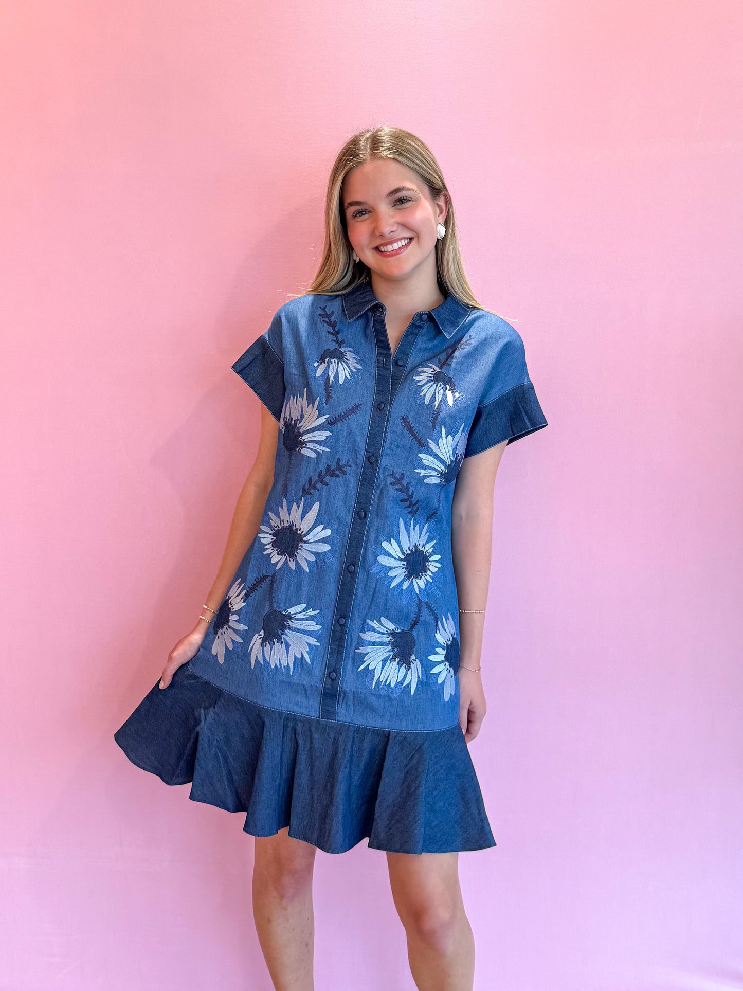 Winnie Dress Denim Floral