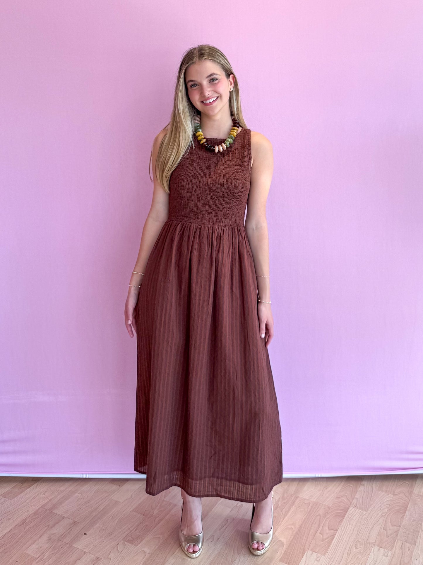 Tatum Striped Smock Midi Dress