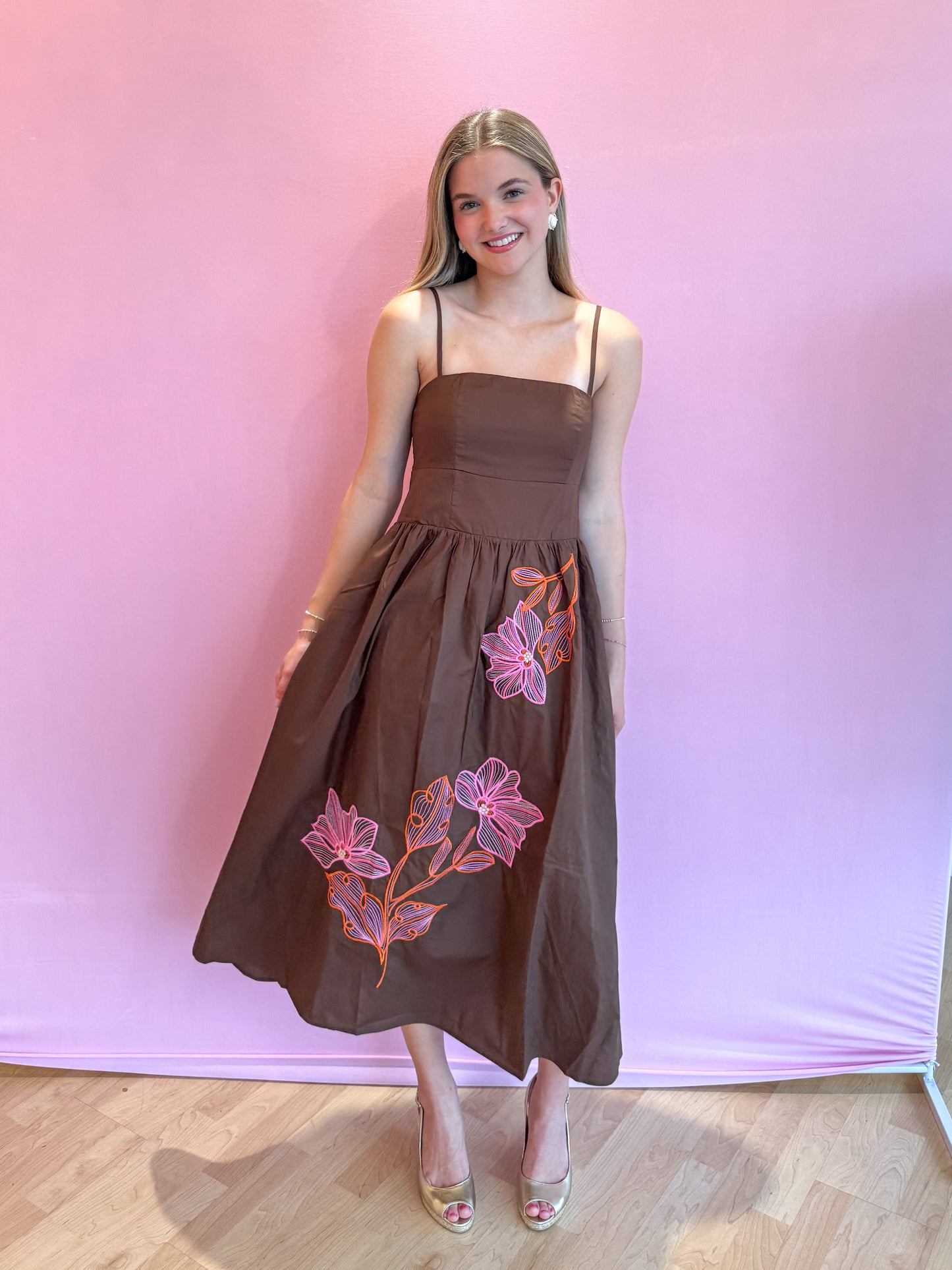 Raina Embroidered Lotus Dress