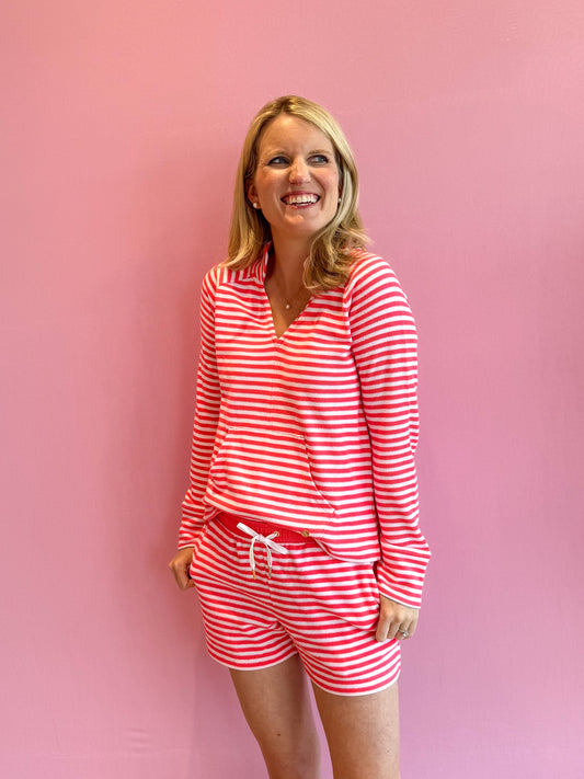 Peppi High Rise Short Cane Coral St Tropez Stripe