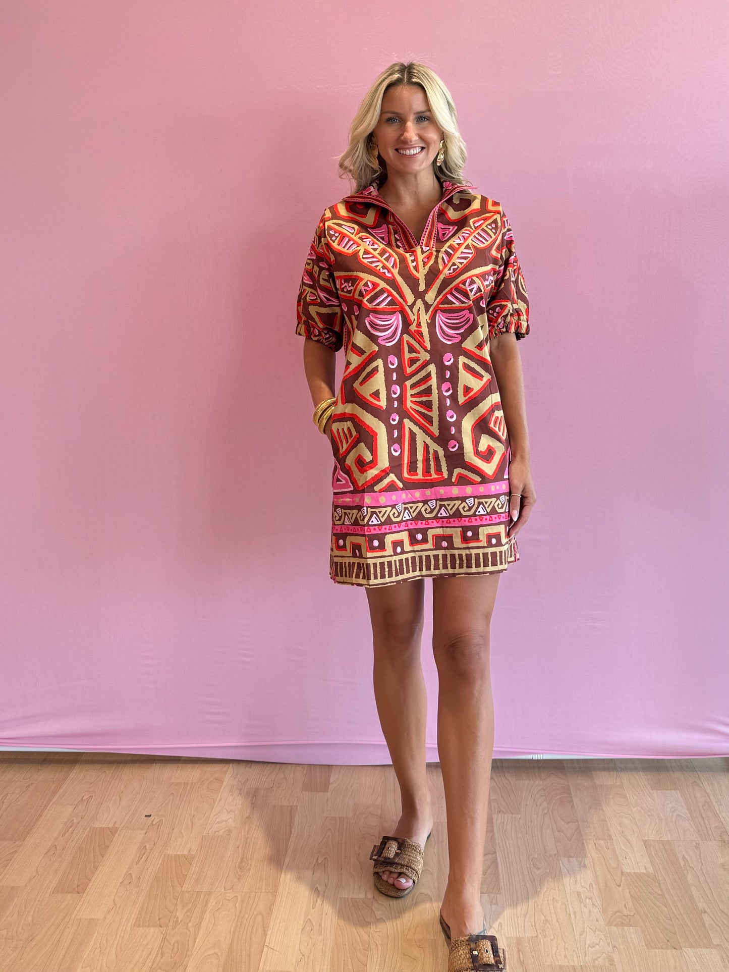 Poppy Dress Tribal Palm