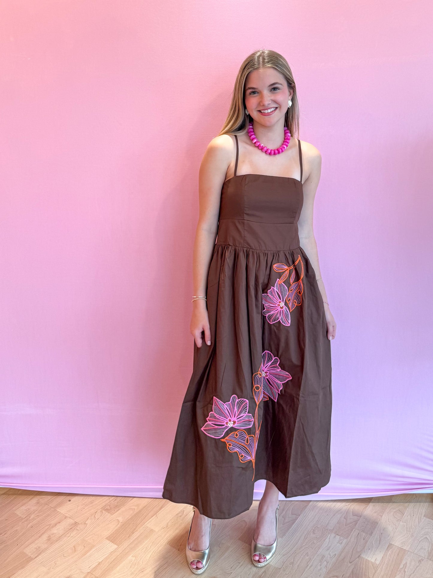Raina Embroidered Lotus Dress