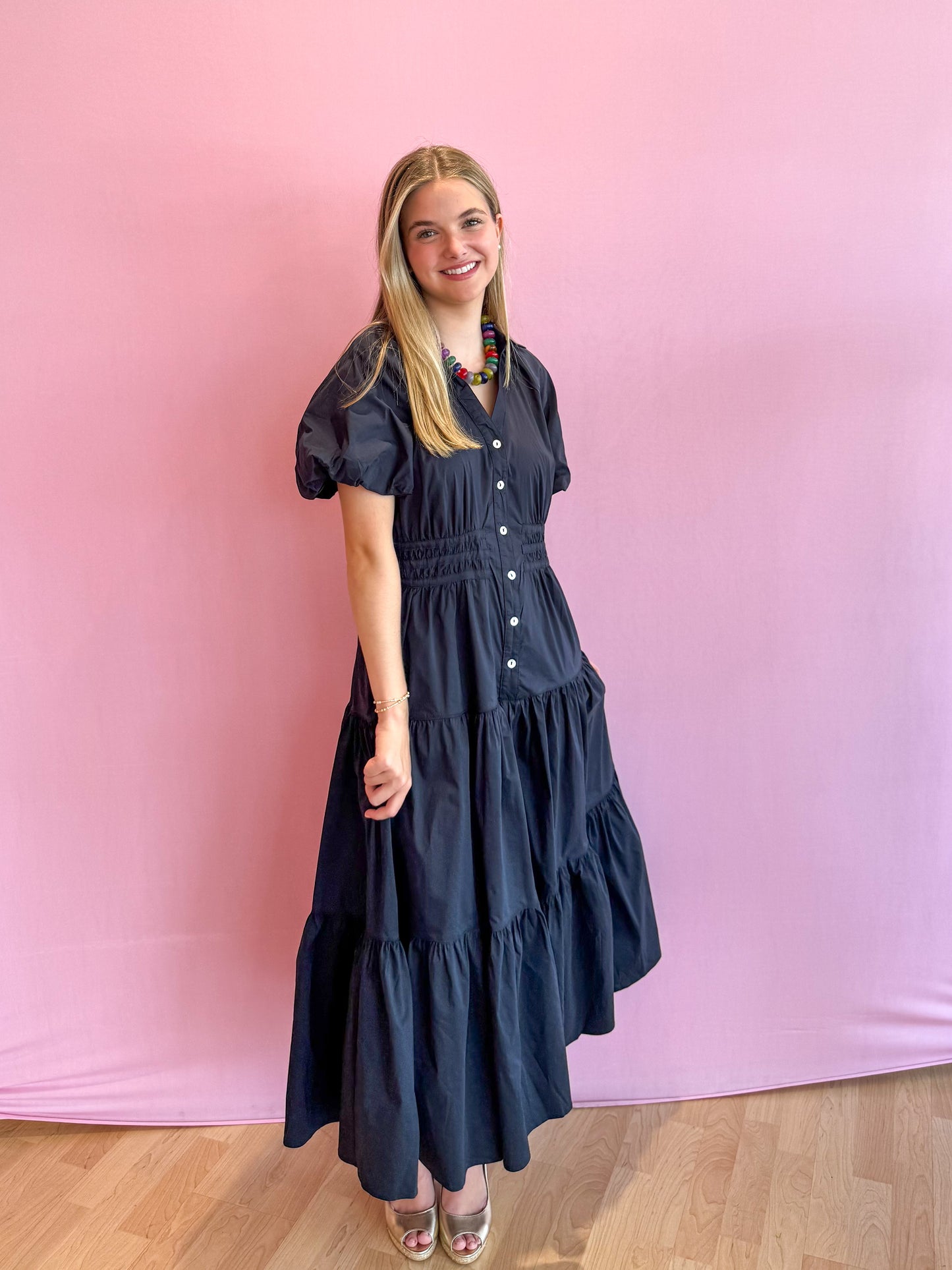 Josephine Tiered Midi Dress Ink