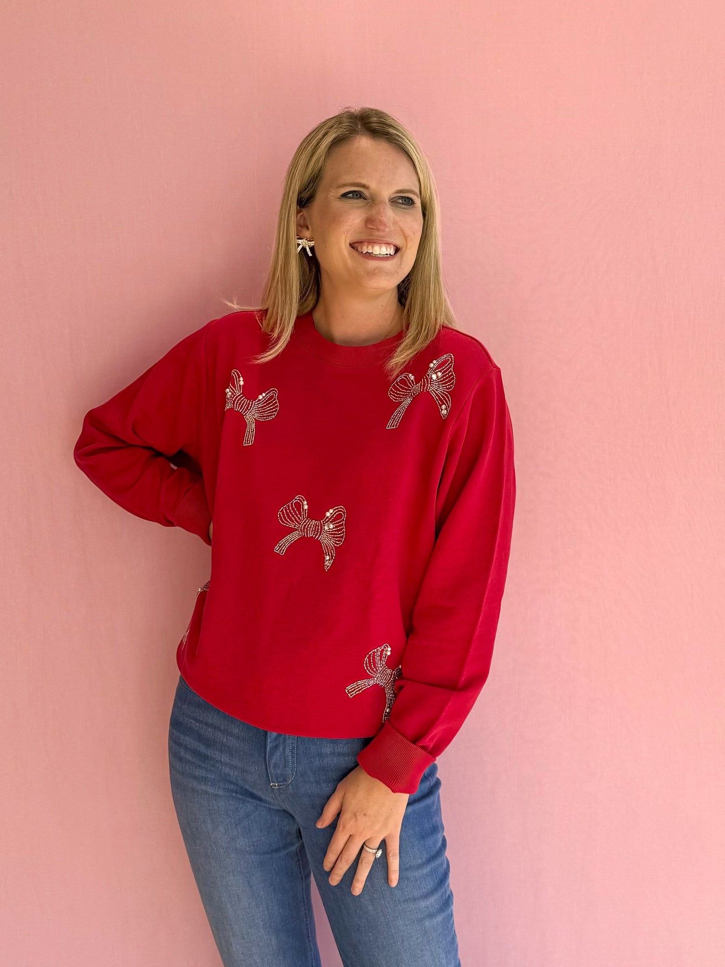 Ballad Long Sleeve Sweatshirt Malbec Red Bow