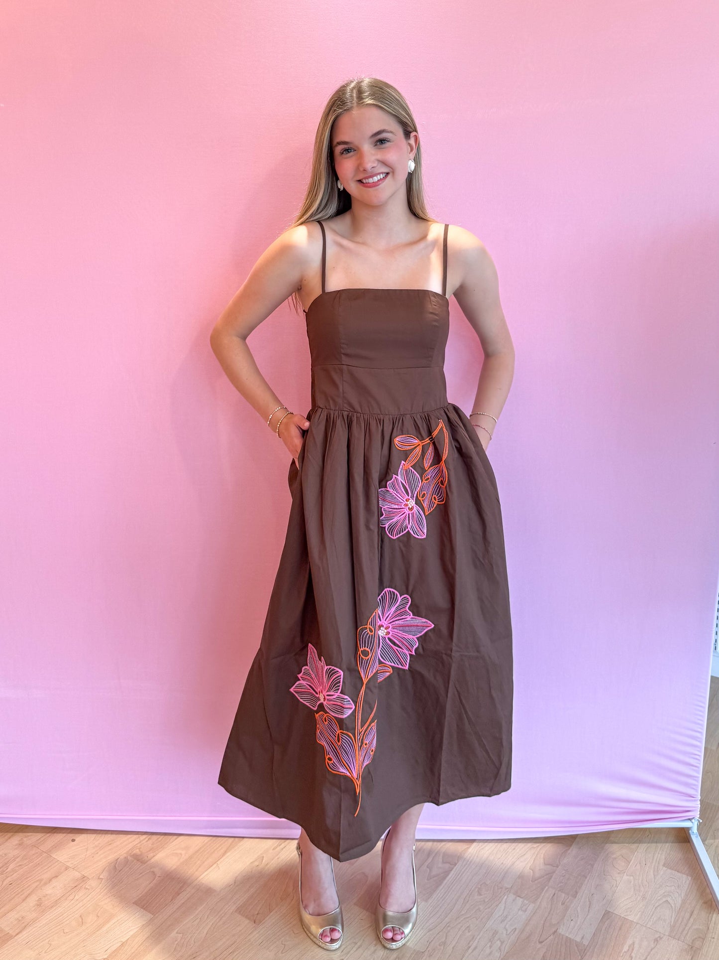 Raina Embroidered Lotus Dress