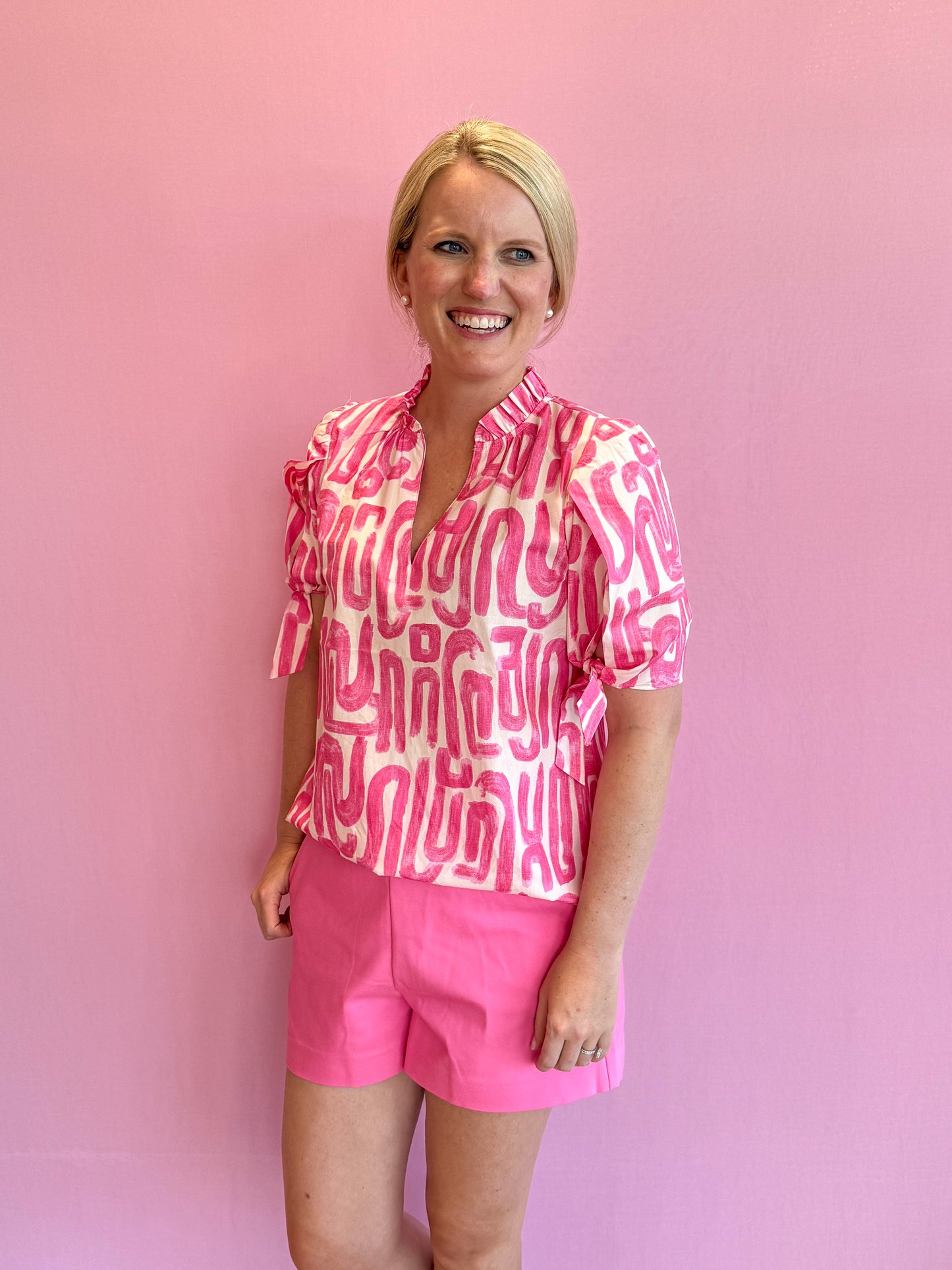 Shelby Pink Abstract Top