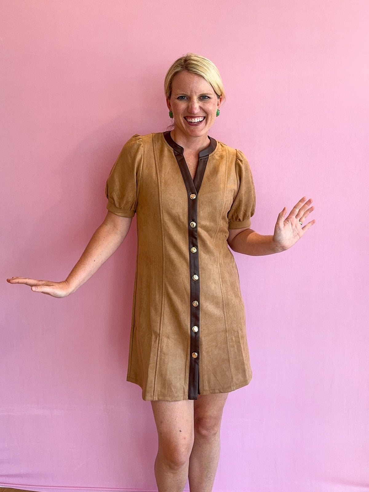 Meredith Two Tone Suede Dress