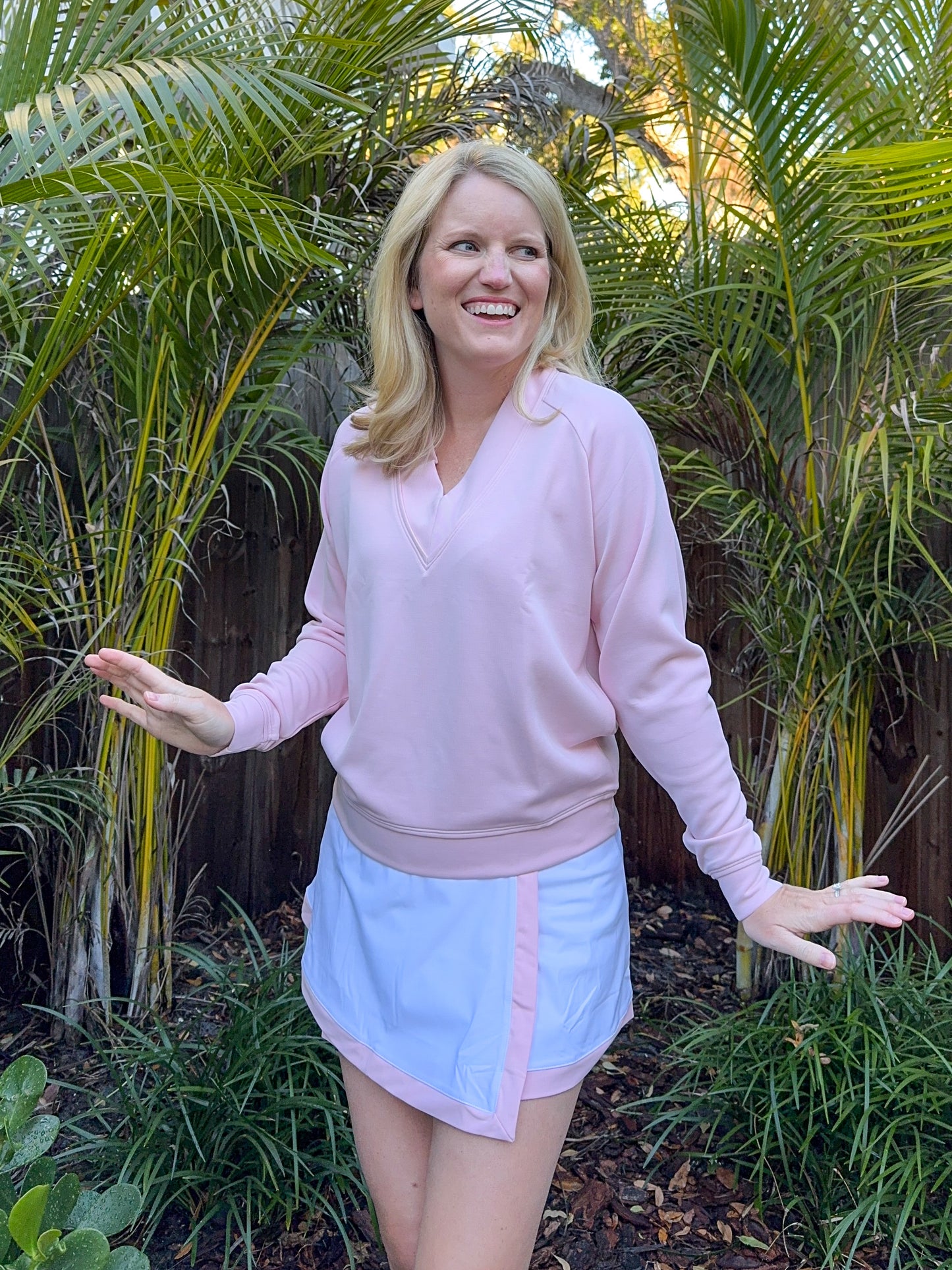 Birdie Skort White and Ballerina Pink