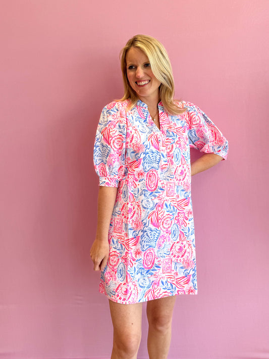 Mialeigh Elbow Sleeve Linen Dress Lil Sun Sea Sand