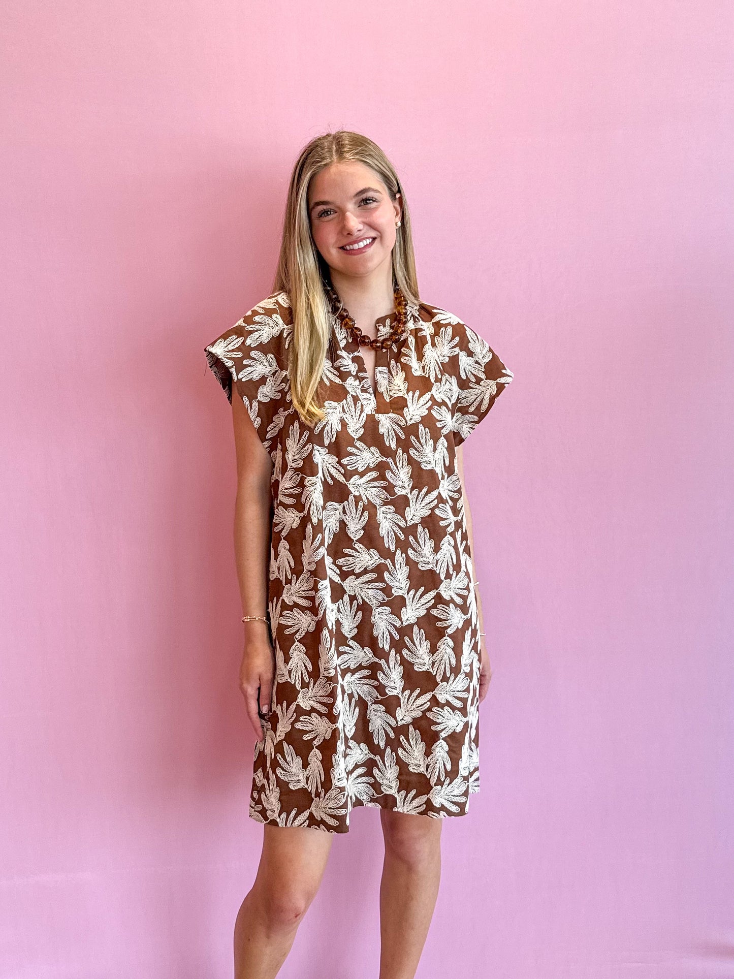 Brielle Embroidered Leaf Dress