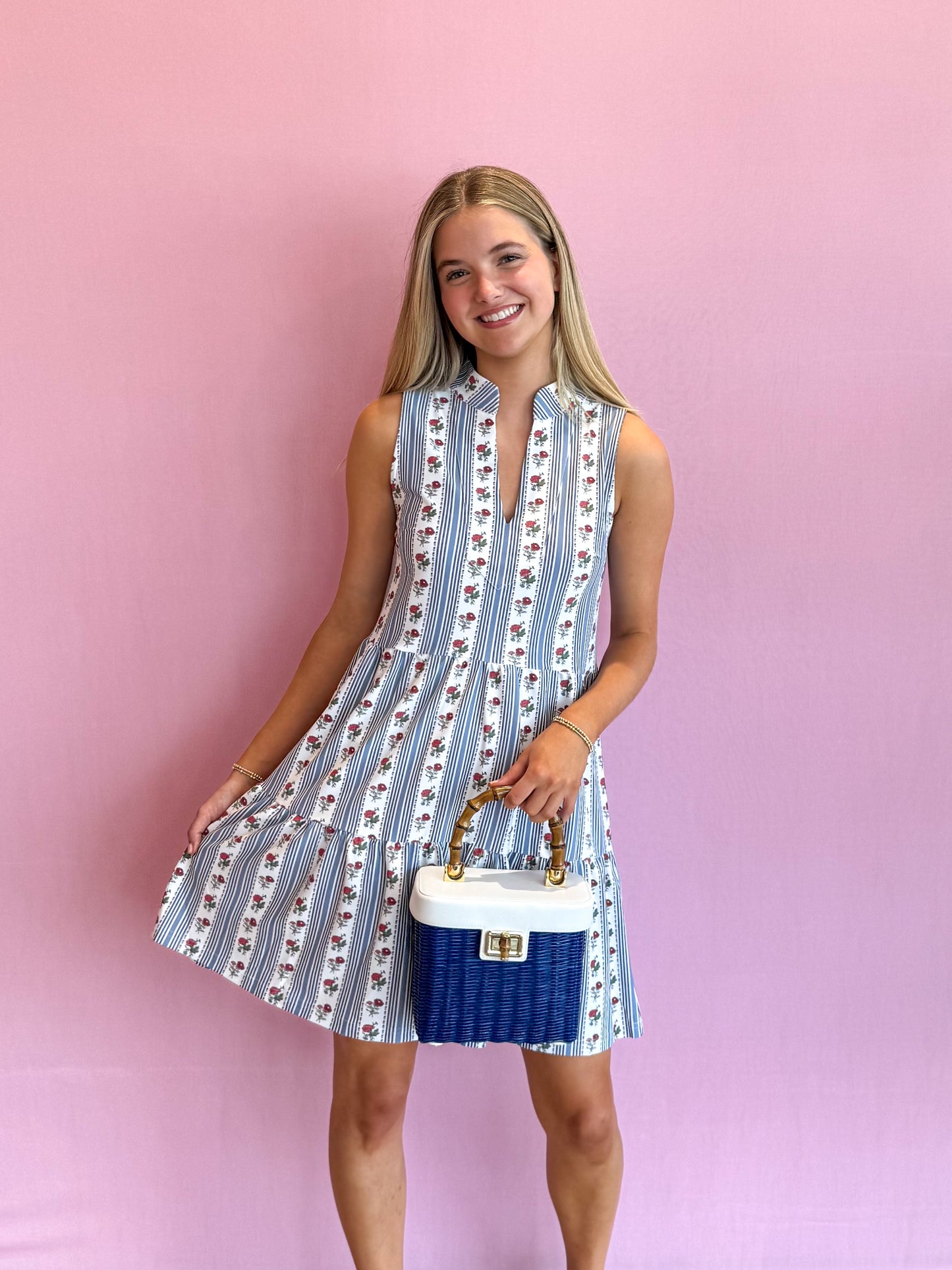 Tatum Dress Field Flower Stripe