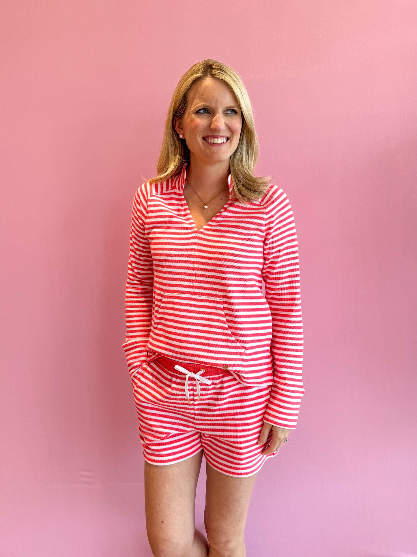 Peppi High Rise Short Cane Coral St Tropez Stripe