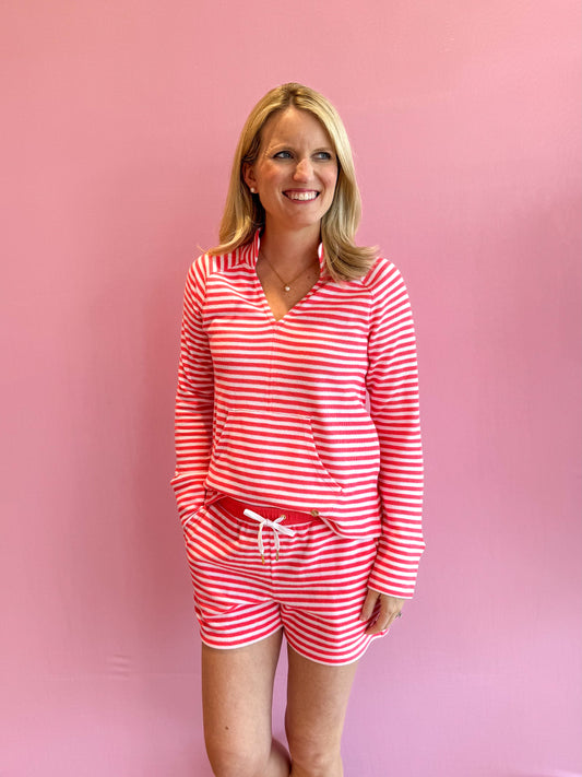 Cassi Popover Cane Coral St Tropez Stripe