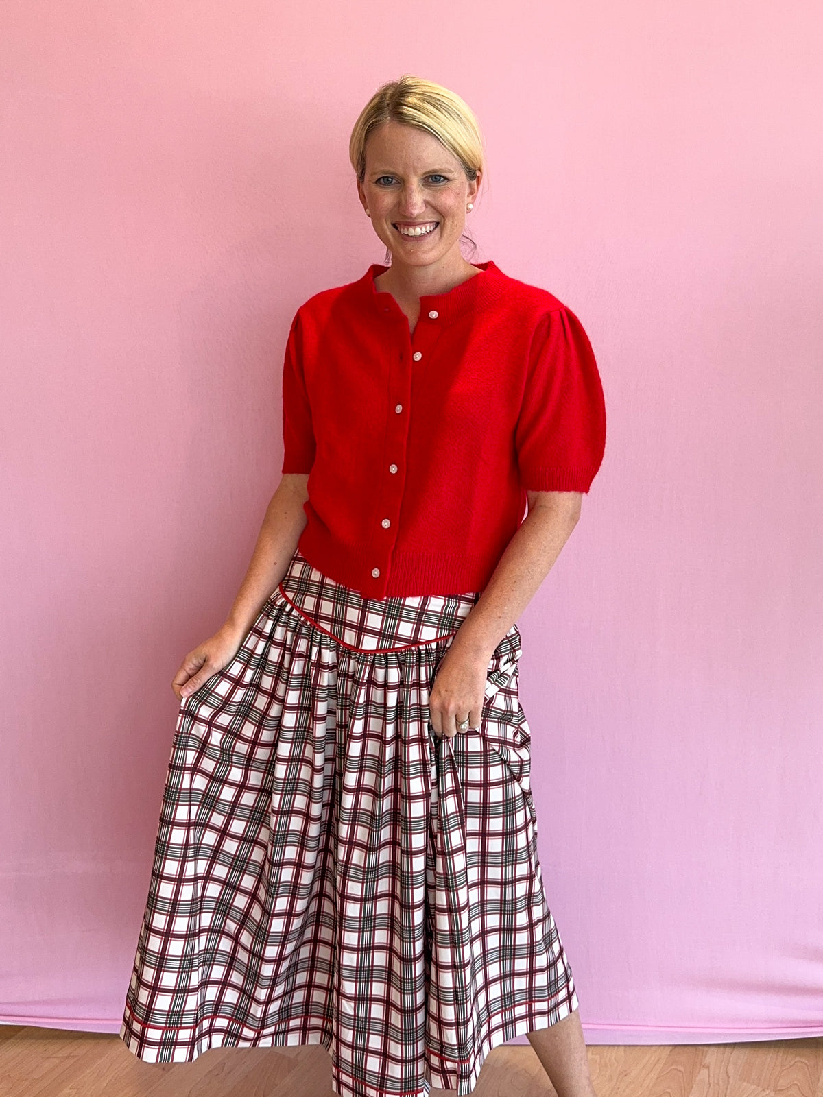 Theodora Skirt Cranberry Plaid