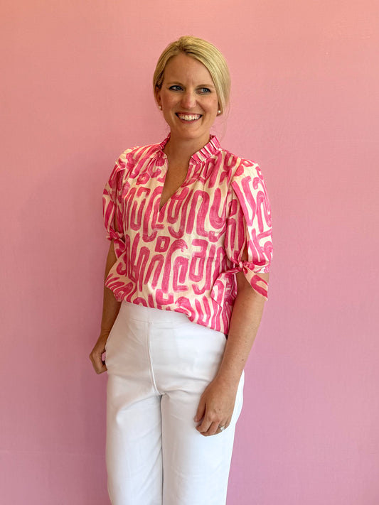 Shelby Pink Abstract Top
