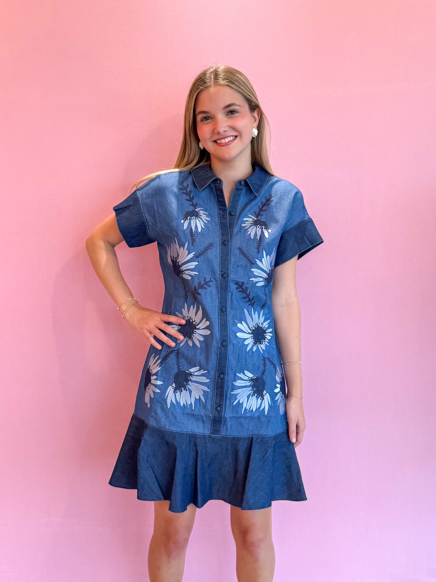 Winnie Dress Denim Floral