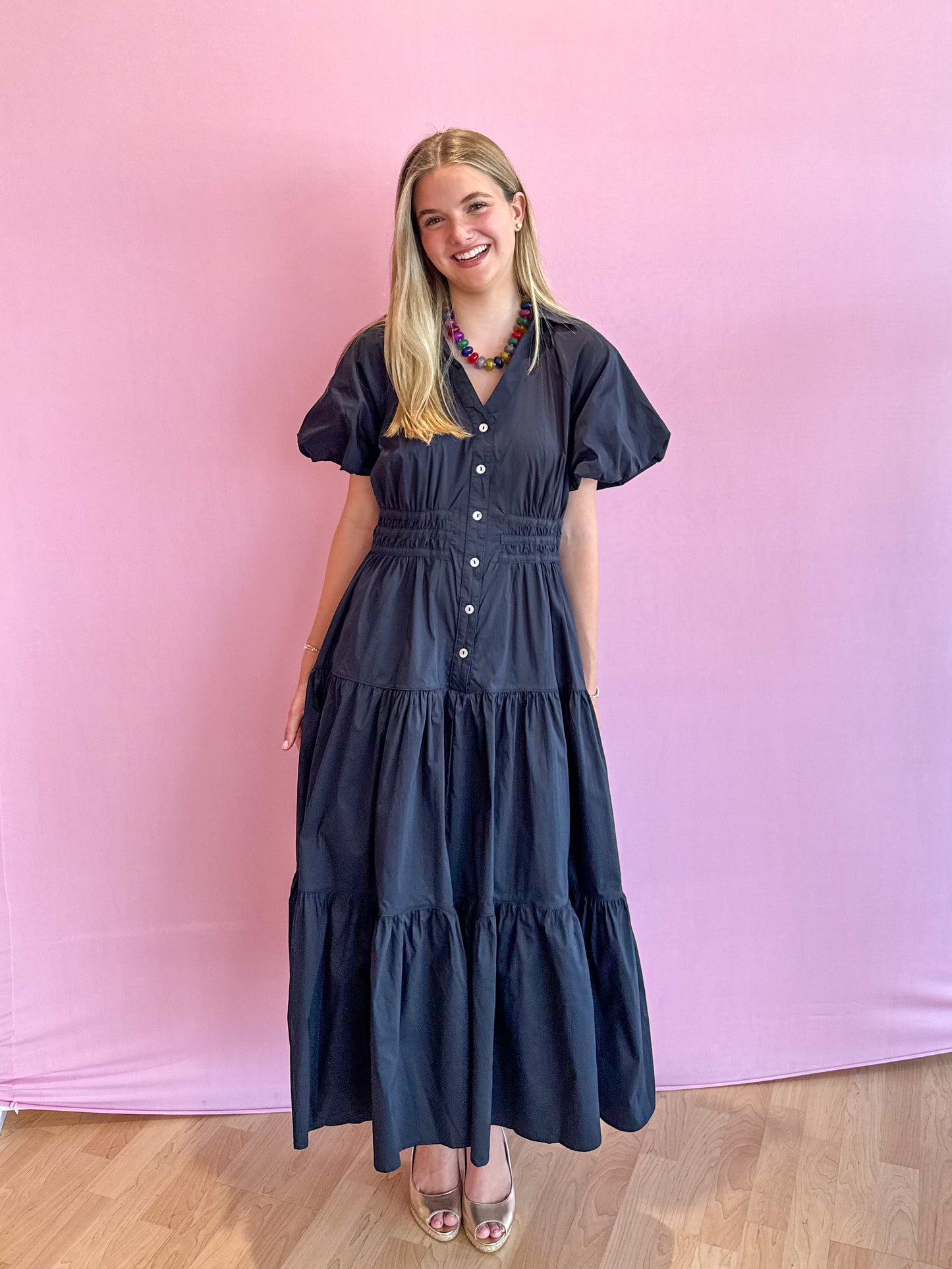 Josephine Tiered Midi Dress Ink