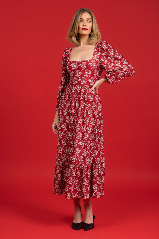 Natalie Ribbon Dress Bouquet Red