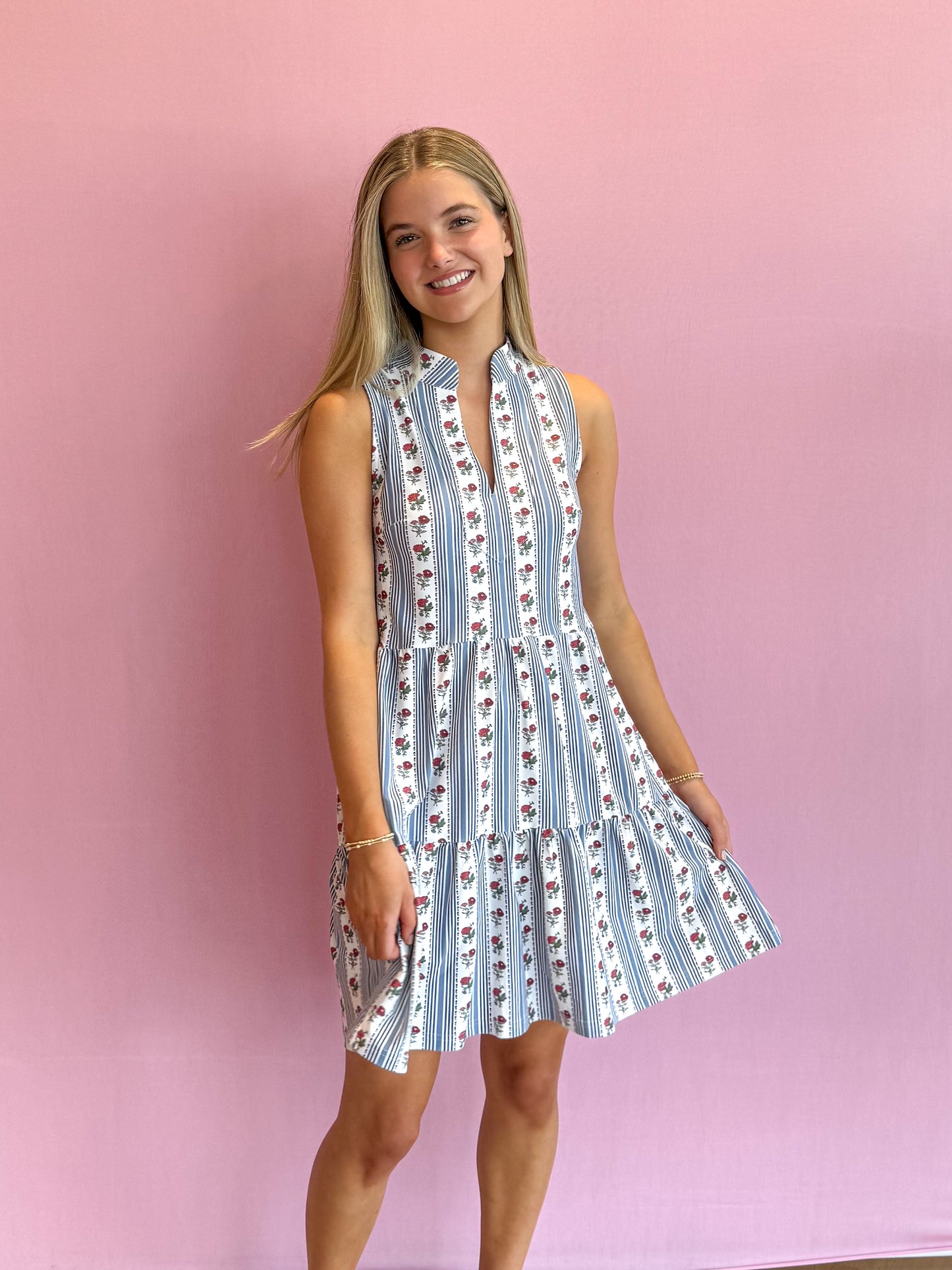 Tatum Dress Field Flower Stripe
