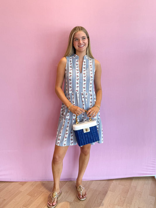 Tatum Dress Field Flower Stripe