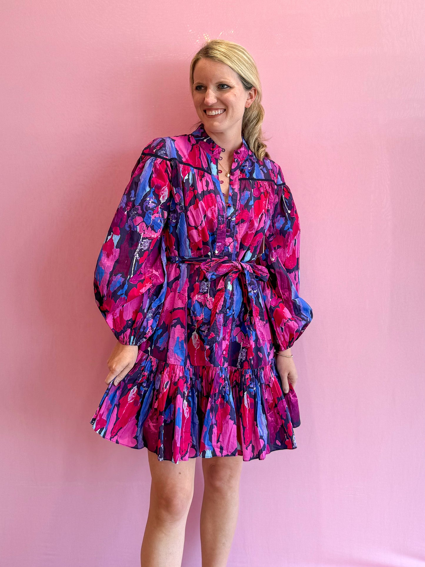 Lori Dress Magenta Paint Burst