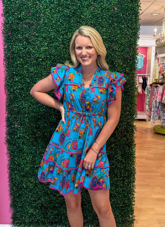 Abby Mini Dress Turquoise