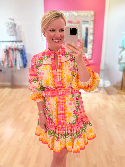 Lori Anne Dress Pink Tapestry Bloom