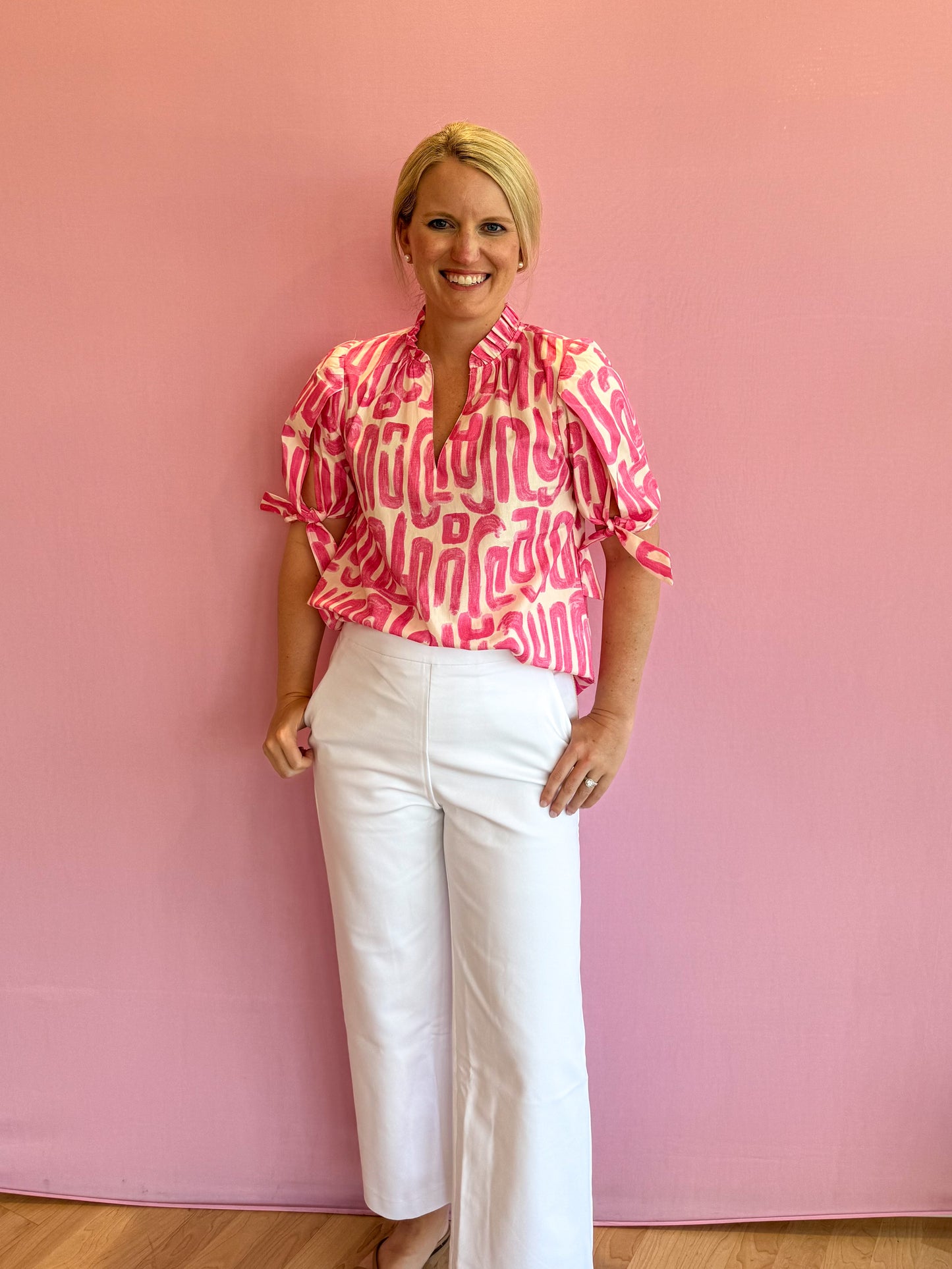 Shelby Pink Abstract Top