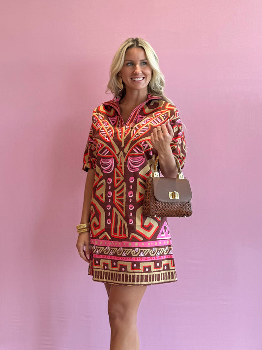 Poppy Dress Tribal Palm