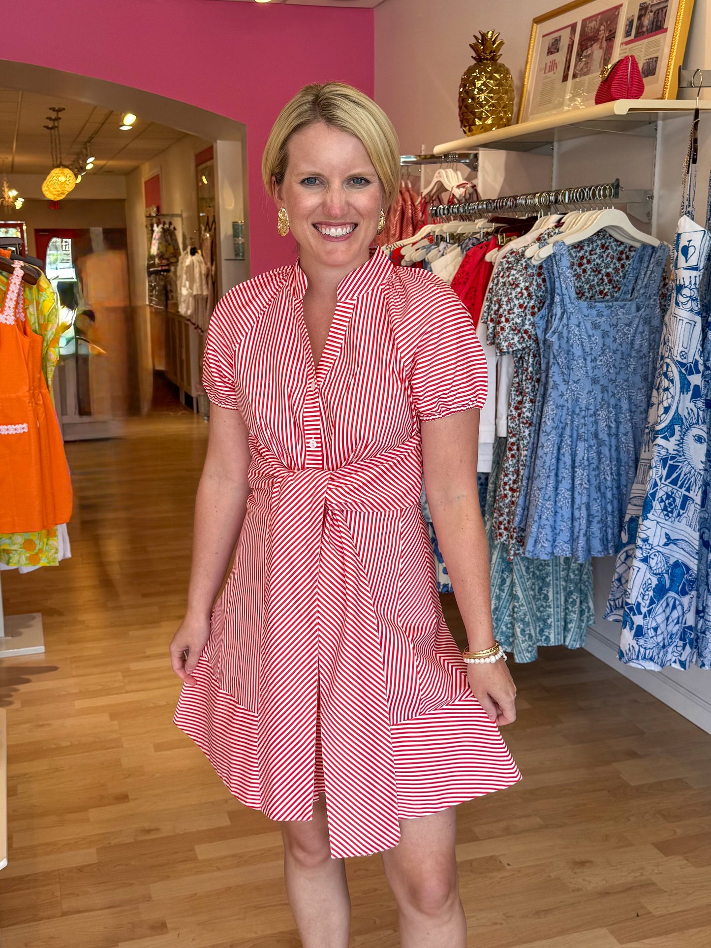 Mini Abby Dress Red & White Stripe Dress