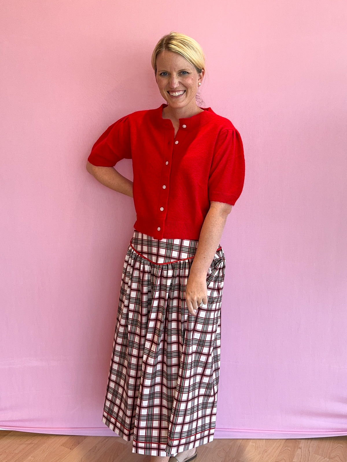 Theodora Skirt Cranberry Plaid