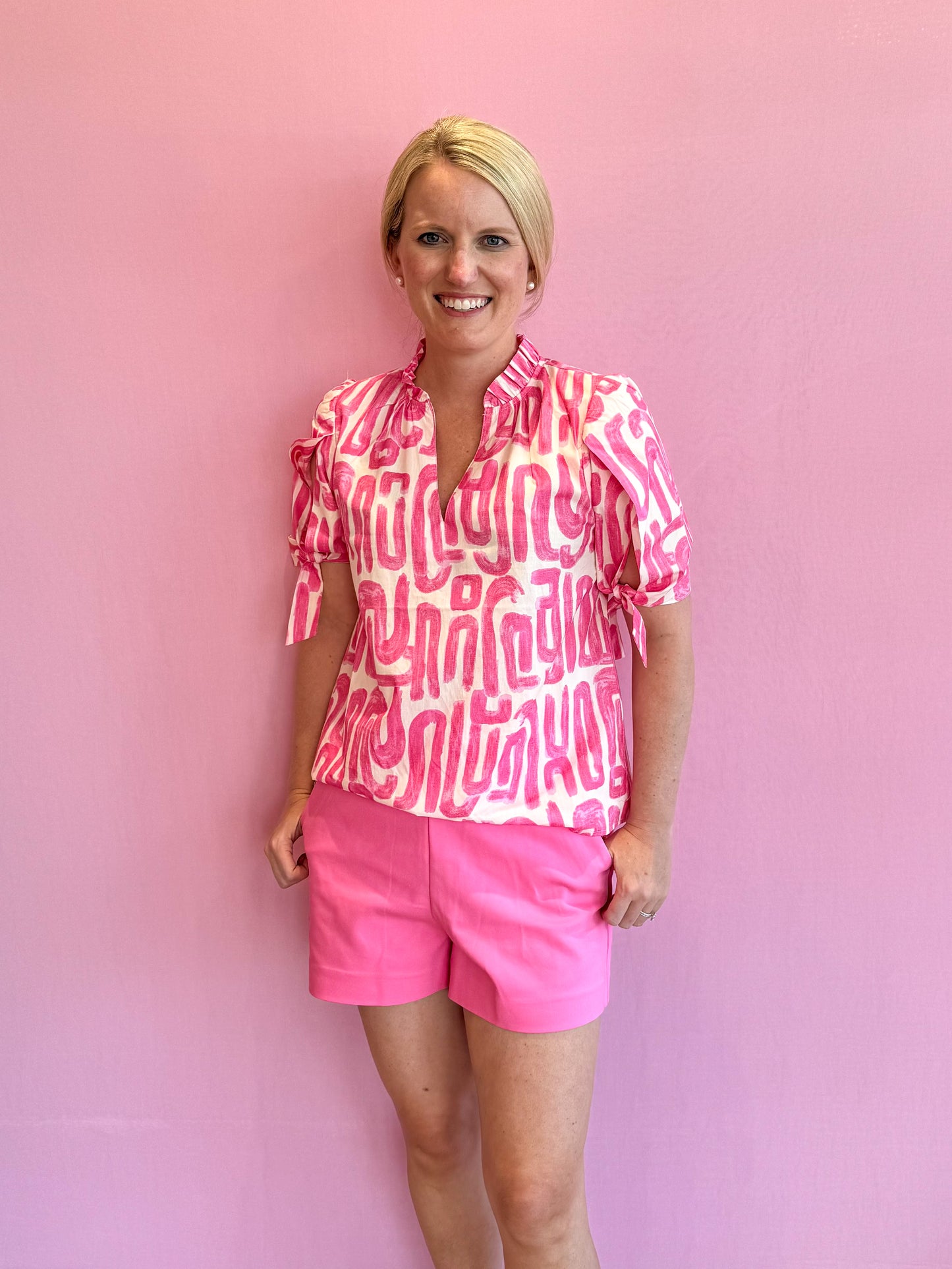 Shelby Pink Abstract Top