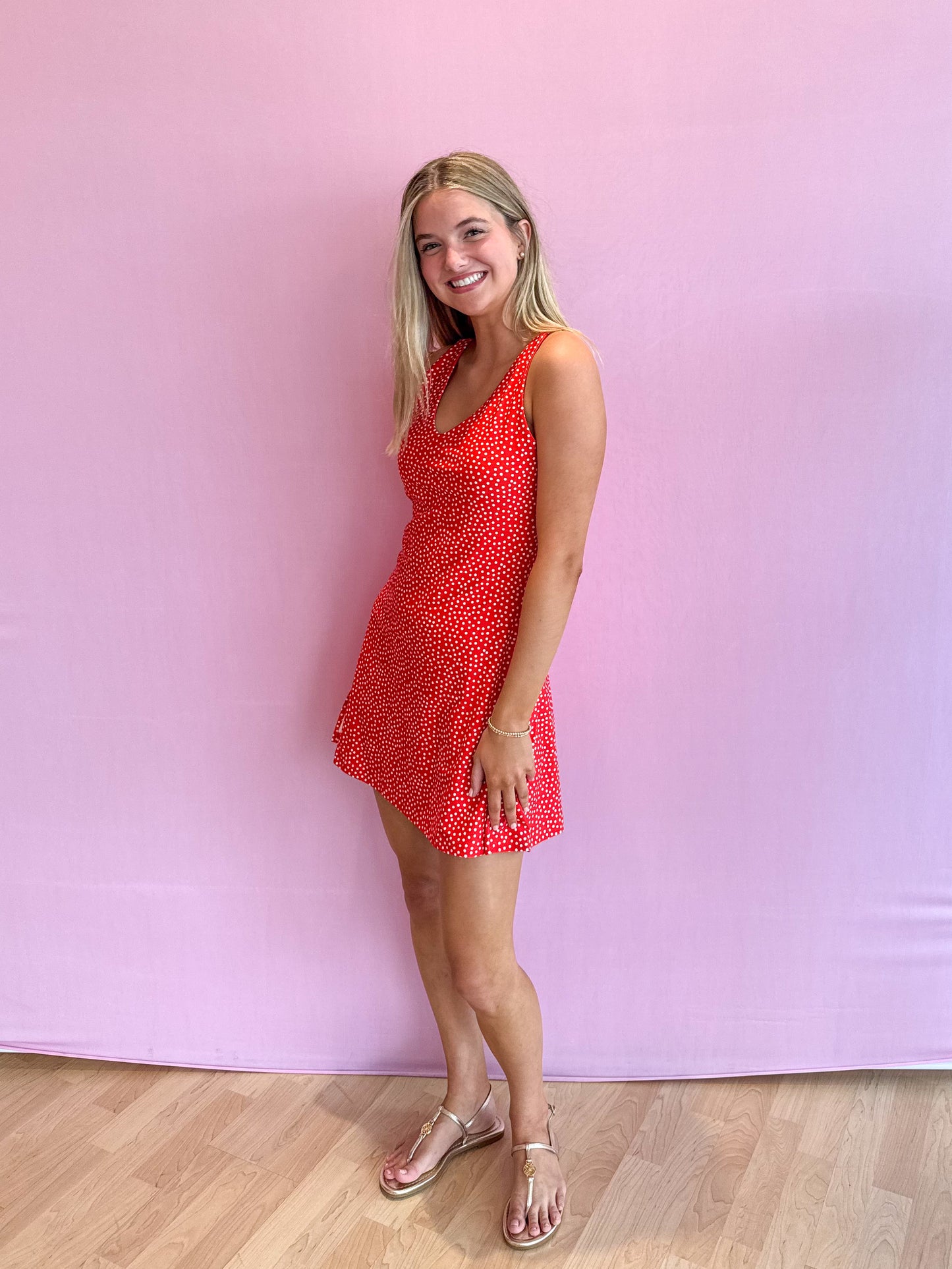 Campbell Dress Tomato Dot