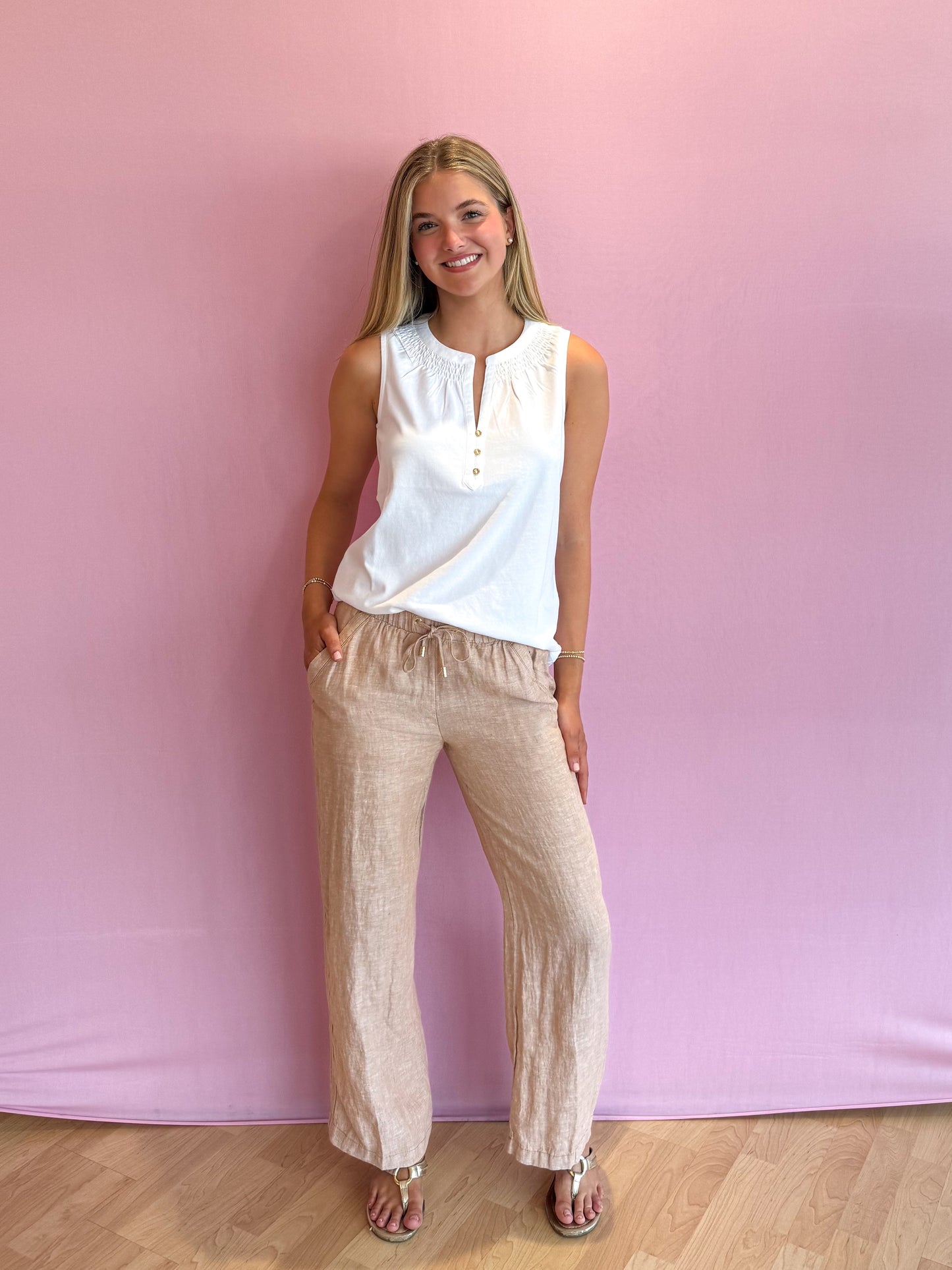 Brawley Linen Crop Pant Iced Latte