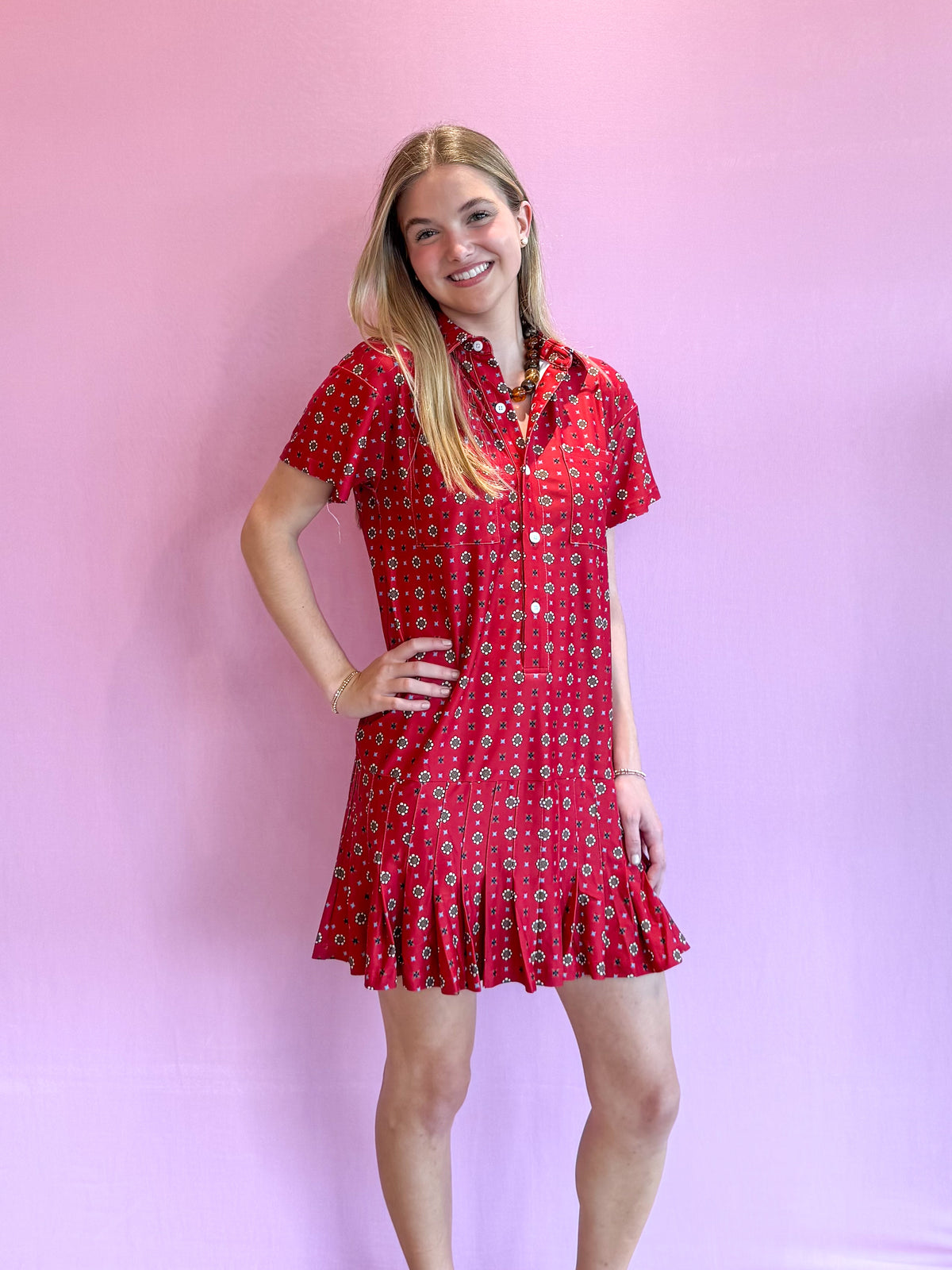 Aspen Dress Cherry Scarf Dot