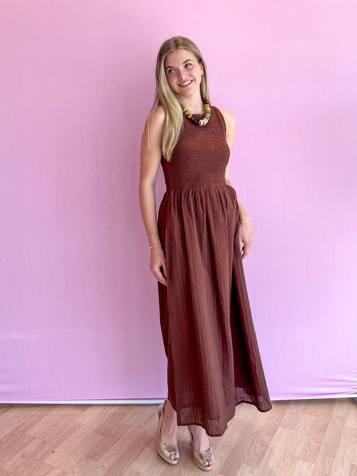 Tatum Striped Smock Midi Dress