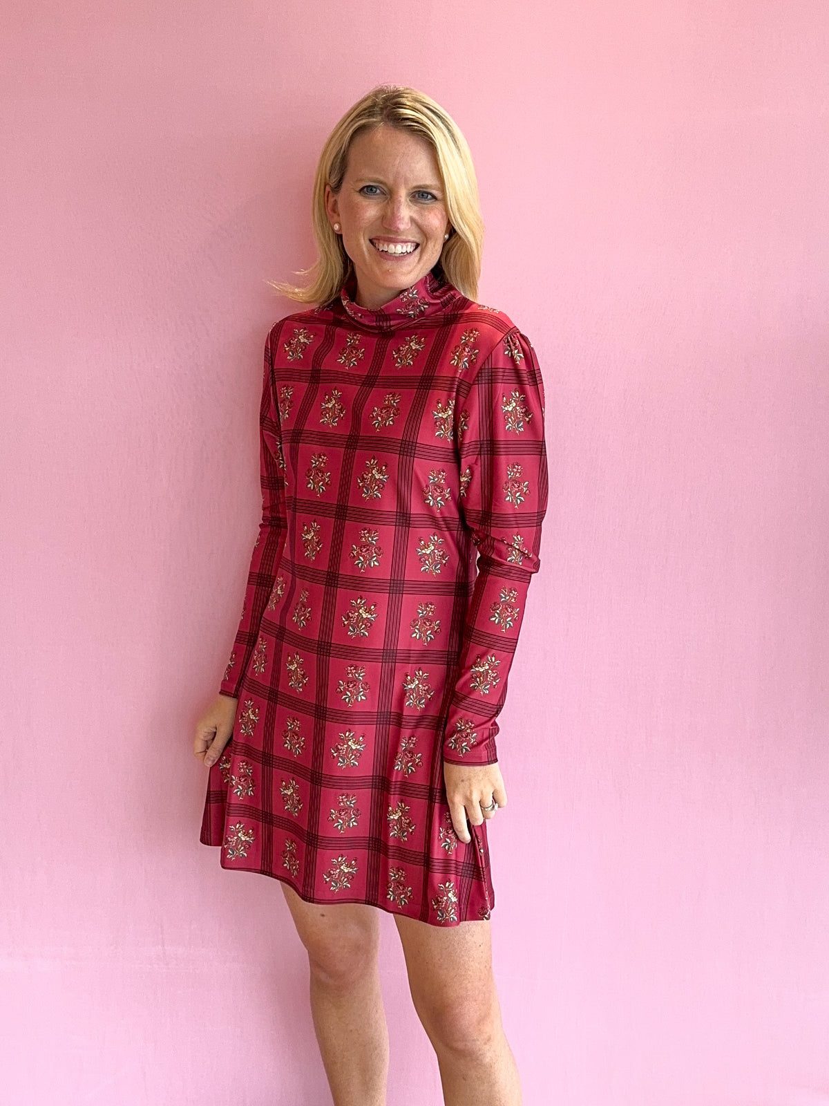 Dottie Dress Camellia Plaid Rasp