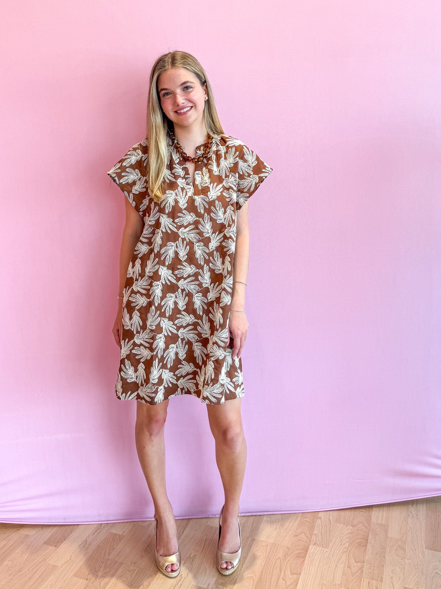 Brielle Embroidered Leaf Dress