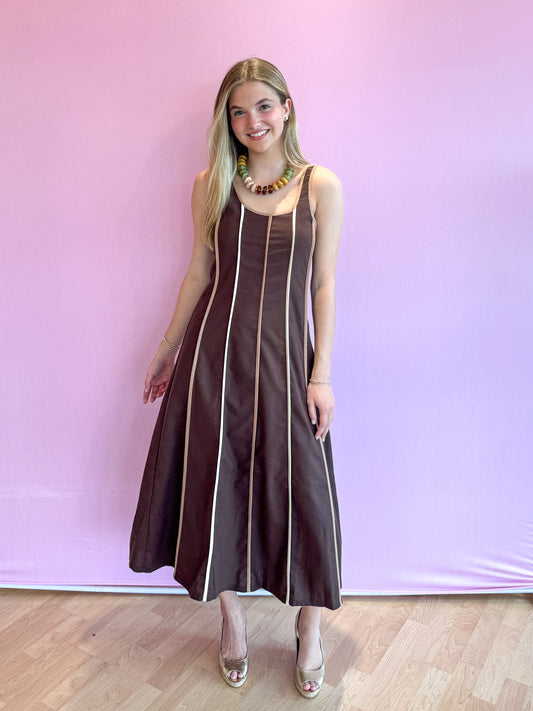 Allyn Brown Stripe Maxi Dress