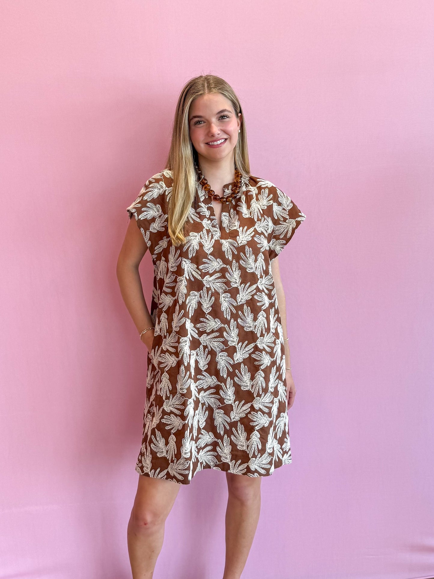 Brielle Embroidered Leaf Dress