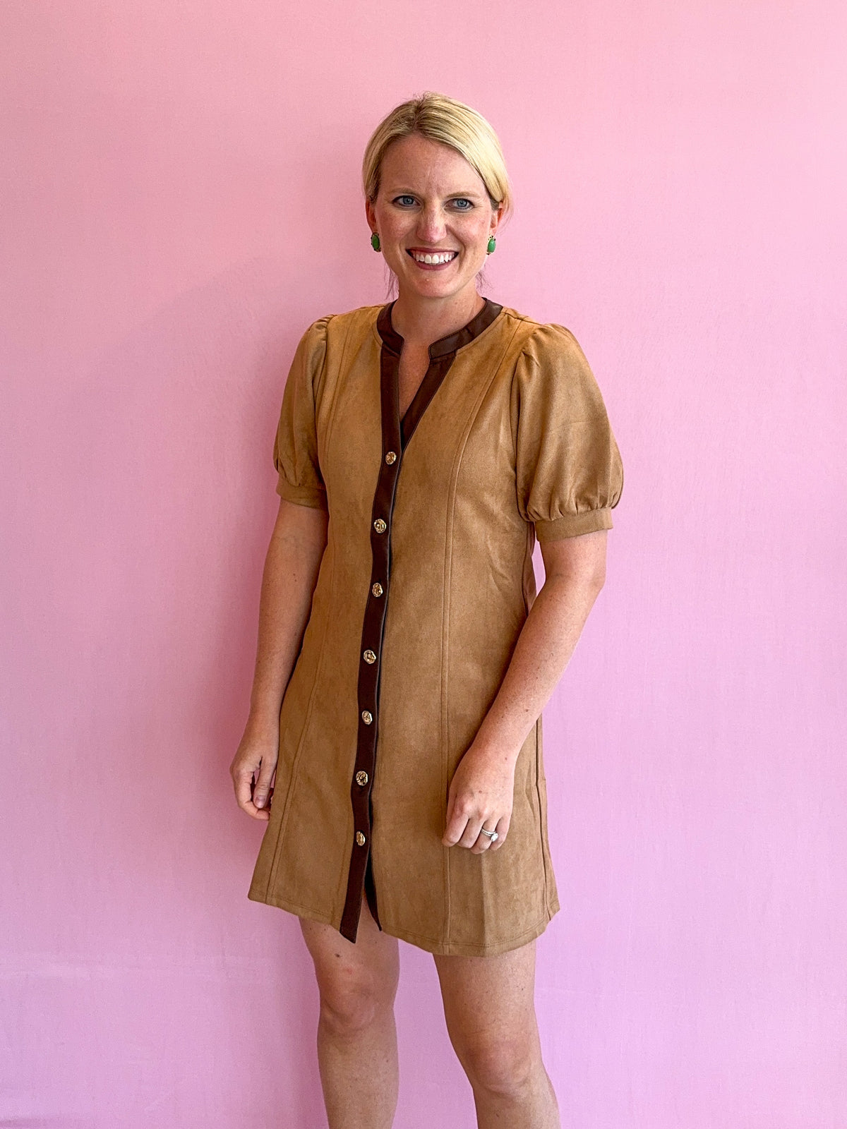 Meredith Two Tone Suede Dress