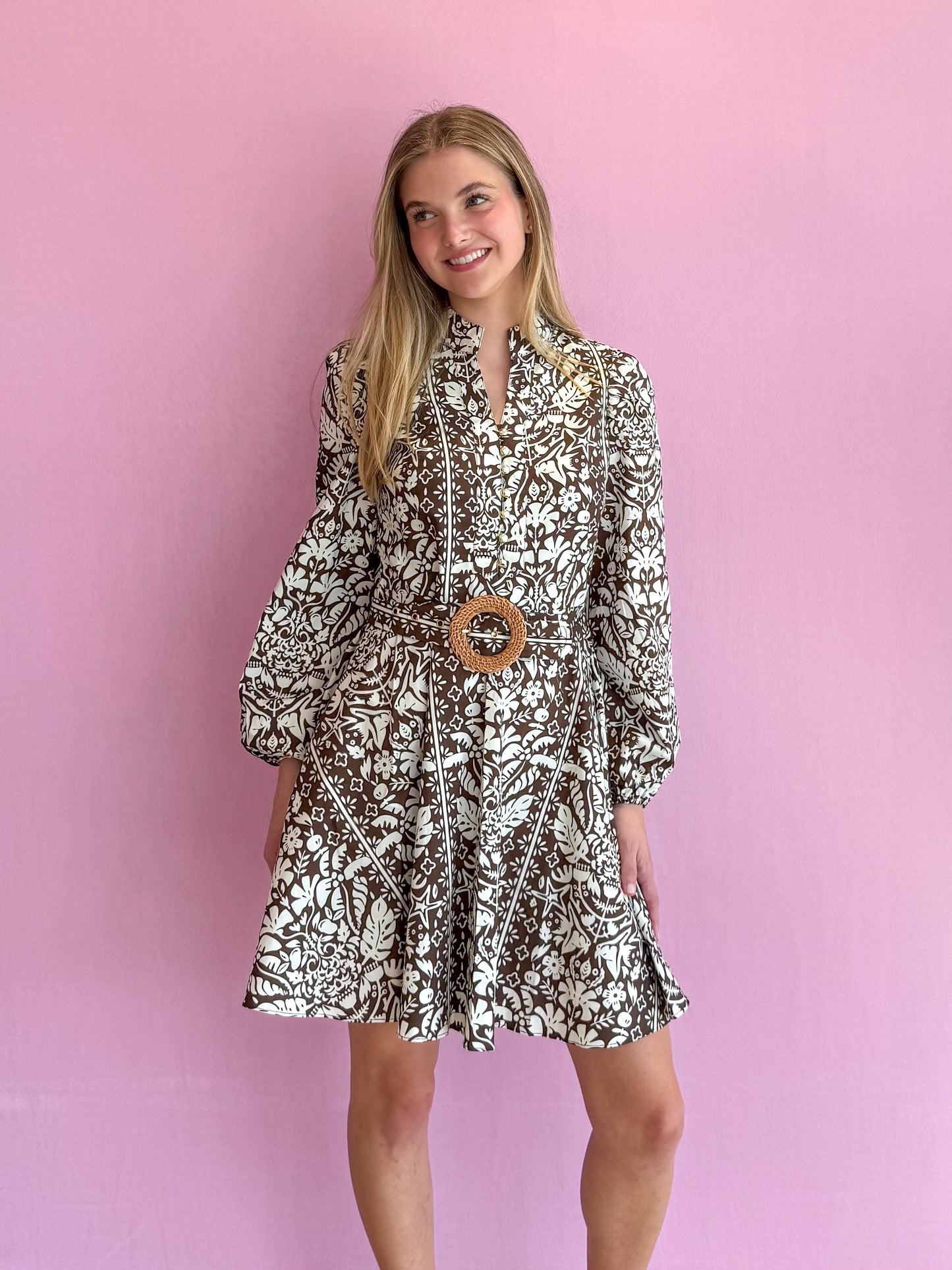 Ashley Tropical Block Printed Dress