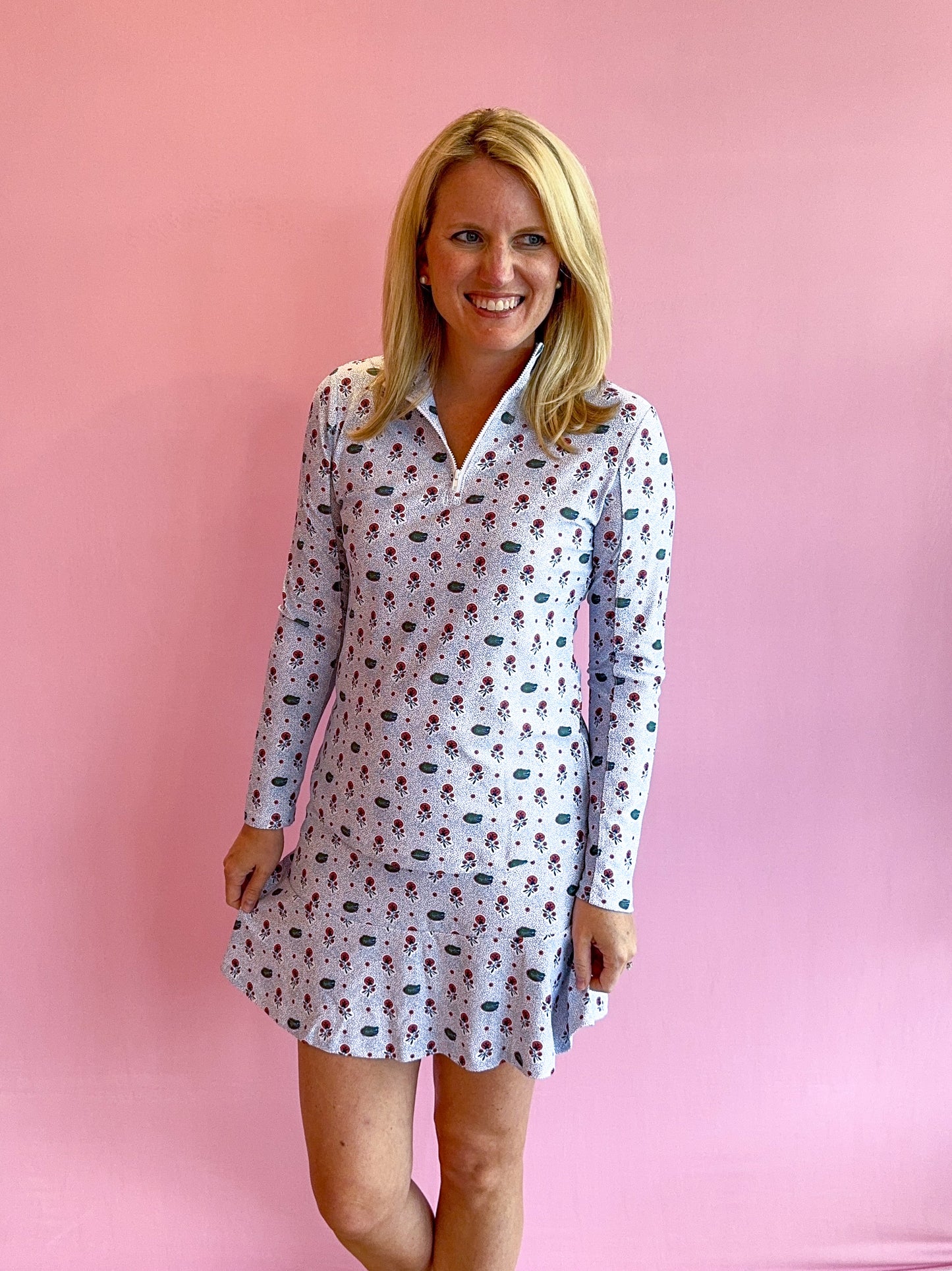 Ava Quarter Zip Florida Dot Floral