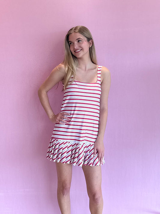 Lucille Dress Raspberry Dew Stripe