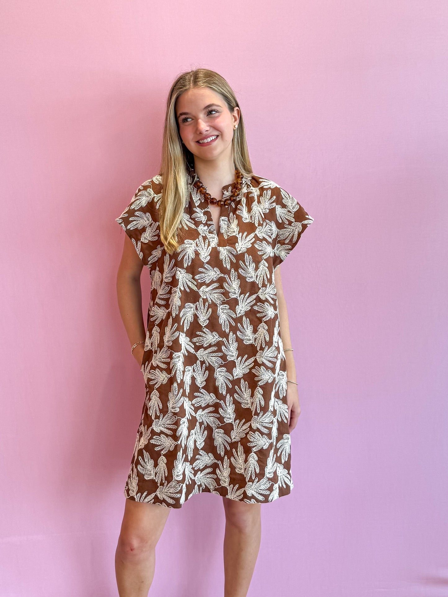 Brielle Embroidered Leaf Dress
